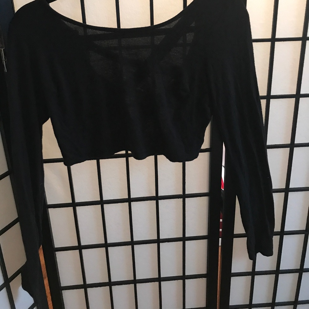 Black half shirt with a criss-crossed back